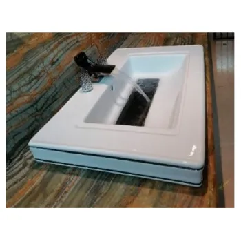 Раковина Terzofoco Sinks Blue Moon neo classic с золотыми полосками для установки на столешницу 0406NCG