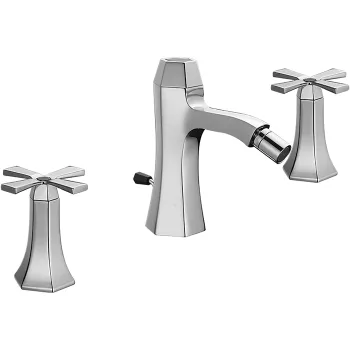 Смеситель для биде Cisal Cherie на 3 отверстия с донным клапаном, хром/черный матовый CX0012206T Акция