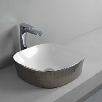 Раковина Artceram Ghost 42, без отв., без слив-перелива, mosaico platino GHL001 01 58 mosaico platino*0