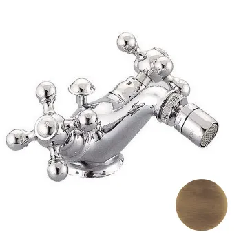 Смеситель для биде Cisal Arcana Ceramic двухвентильный, на 1 отверстие с донным клапаном, бронза AC00055027