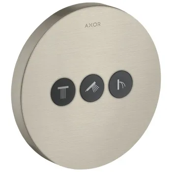 Axor ShowerSelect Встраиваемый запорный вентиль нас 3 потока, внешняя часть, цвет: шлифованный никель 36727820