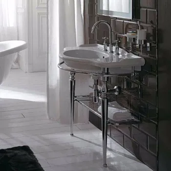 Консоль с раковиной Globo Paestum 110х60см, с 1 отв. под смеситель, Консоль с раковиной, напольная, хром/раковина белая PATC22 cr