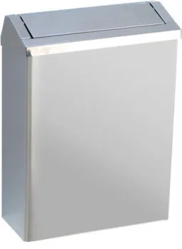 Контейнер для мусора Nofer настенный из нержавеющей стали матовый 23 л. с крышкой 14078.S