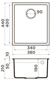 Мойка Omoikiri Bosen 38 U Wh 380 440 340 400 210 45 Tetogranit 10 4993160