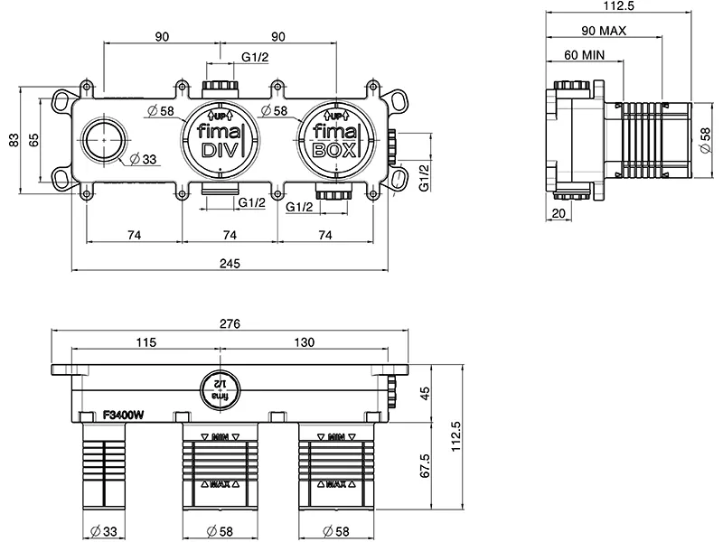 Встраиваемая часть для смесителя Fima Carlo Frattini FimaBox F3400W