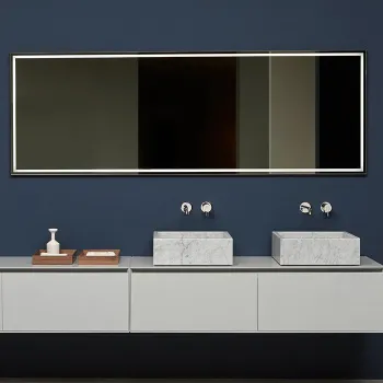 Зеркало Antonio Lupi Fila 162х90, с блестящей кромкой, толщиной 4, с белой светодиодной подсветкой, на раме черного цвета А0002475042