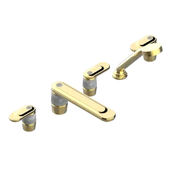 Смеситель на борт ванны THG Corvair A Manettes Fior Di Bosco U8L-F01-1132SG полированное золото