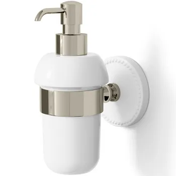 Дозатор для жидкого мыла белый Devon&Devon Dorothy держатель и помпа никель блестящий DOR430NK