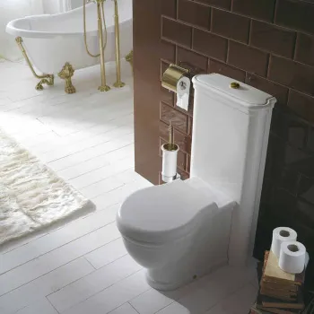 Унитаз напольный Globo Paestum PA137.BI+FI019 с бачком и механизмом, белый/бронза