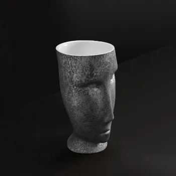 Раковина свободностоящая Kerasan Artwork Moloco, с отверстием для слива в стену, белый/античная платина 474061