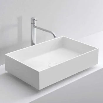 Раковина Milldue STEP 63_12 накладная из CRISTALPLANT ,63х38х12,2, без отв для смесителя, белый матовый 8945*0 Bianco Opaco