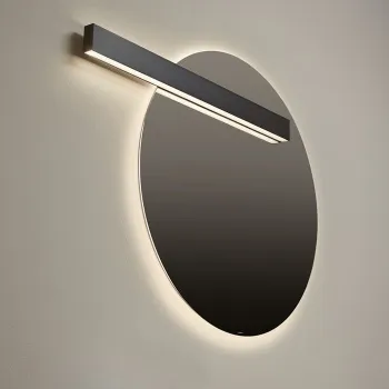 Зеркало Antonio Lupi Circus 108, с белой светодиодной подсветкой, с блестящей кромкой, с левосторонним светильником LUCENTE, на раме А0002475495