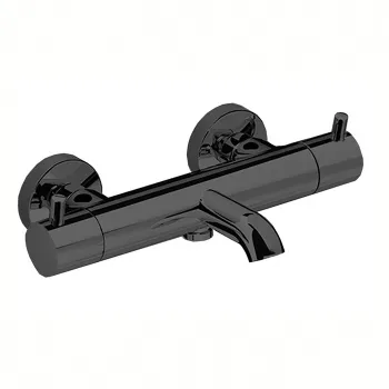 Смеситель термостатический для ванны Cisal Less Minimal настенный, с ручной лейкой,держателем и шлангом, Nero Opaco LNT2301640