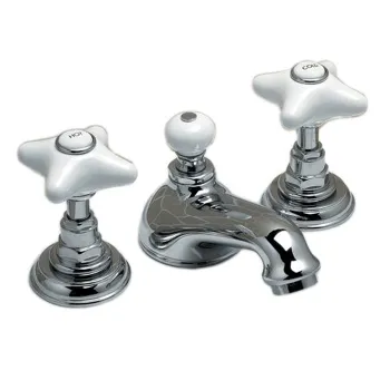 Смеситель для биде Devon&Devon White Rose на 3 отв.,100мм,с донным клапаном, хром UTWR712CR