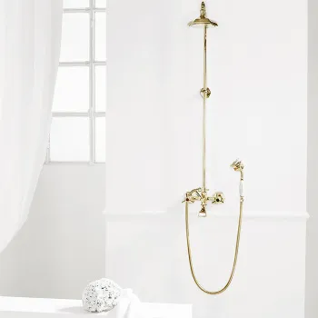 Душевой комплект Stella Eccelsa 3284/33: смеситель, верхний+ручной душ, золото 24К EC 02514 AU00