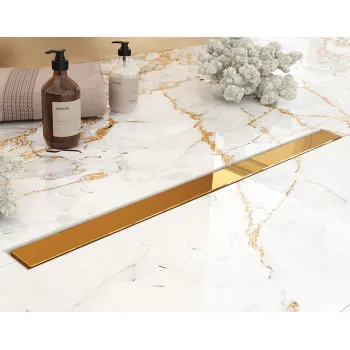 Трап душевой Plumberia Selection PS MODULAR 4x60 2устор. накладка из нерж.стали, комбинир.затвор с горизонт. Выпуском Ду 50мм,40л/мин, золото 24К, PSM60OR