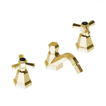 Смеситель для биде Stella Eccelsa на 3 отверстия 3601, с донным клапаном, золото 24К EC 00201 AU00