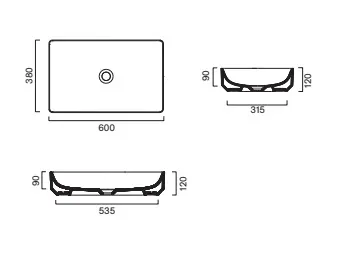 Раковина 60×38 h12 Catalano Green накладная Bianco lucido 0422600001