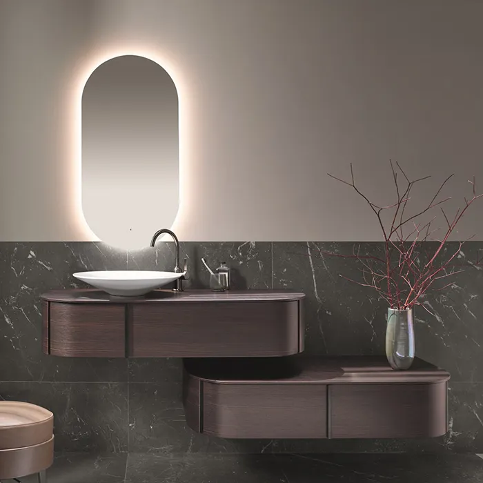 Burgbad Lavo 2.0 Комплект мебели 121х49х25см, с зеркалом LED подсветка по периметру, подвесной, цвет: Eiche Dekor Mokka SFZX121LG0227F5059