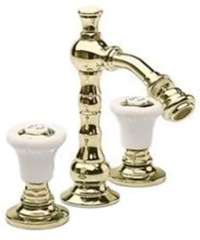 Смеситель для биде Lineatre MARGHERITA золото, ручки-белая керамика (уценка - товар с экспозиции)