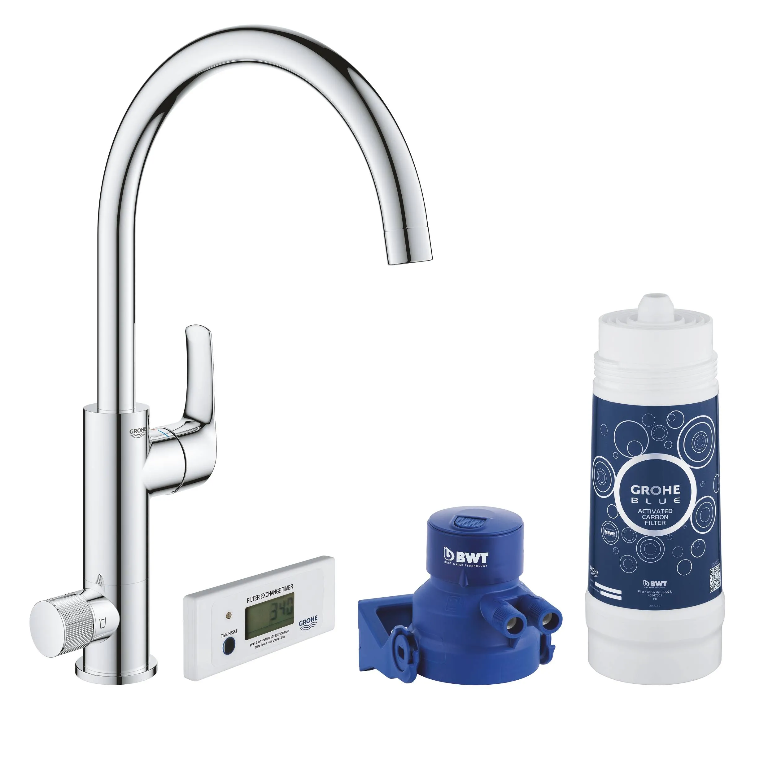 Смеситель для кухни, GROHE Blue Pure Eurosmart, стартовый комплект, хром, 30383000