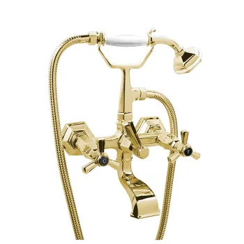 Смеситель на борт ванны Stella Eccelsa на 2 отверстия 3274RG306 с ручным душем, золото 24К EC 02207 AU00