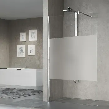 Душевое ограждение Novellini Giada H 970-985х2050, с свободным входом, с настенным кронштейном, стекло прозрачное, профиль Silver, GIADAH100-1B