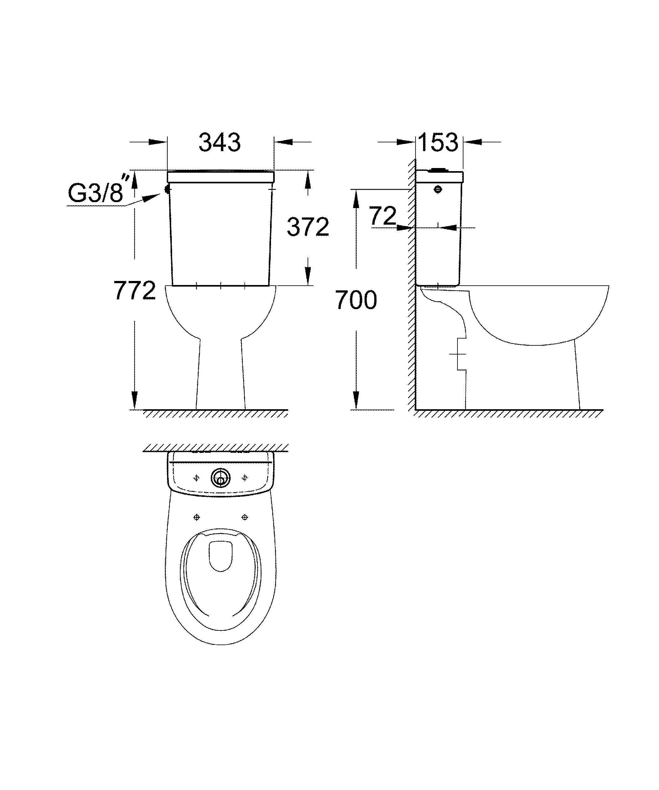 Бачок GROHE Bau Ceramic, наполнение сбоку, альпин-белый 39494000