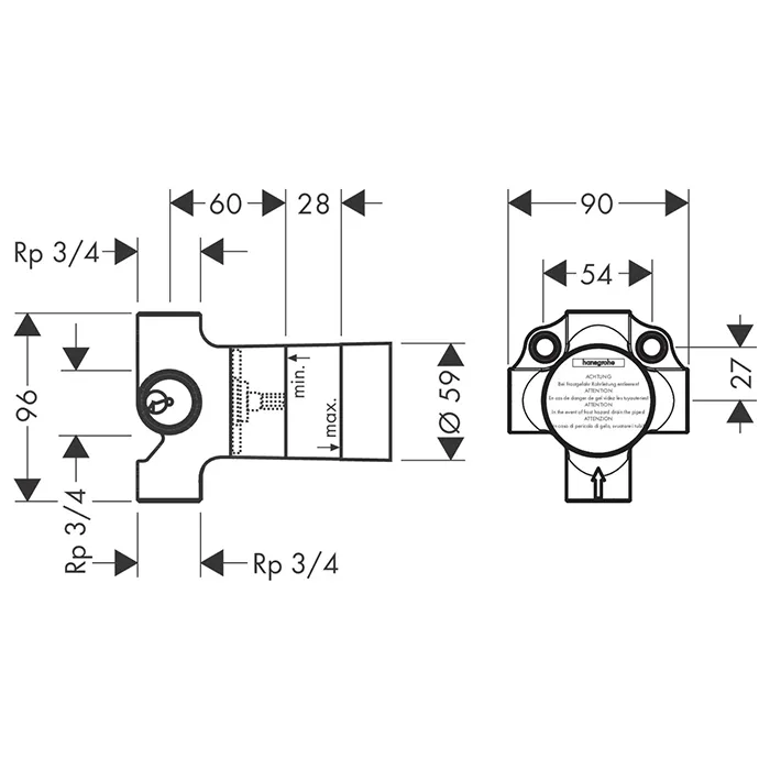 Вентиль Hansgrohe 15930180 скрытая часть