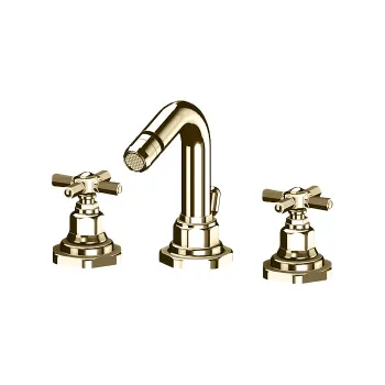 Смеситель для биде Gattoni Trd на 3 отверстия, ручки Paris, высота излива 105, с донным клапаном, золото 24к TR147/18D0