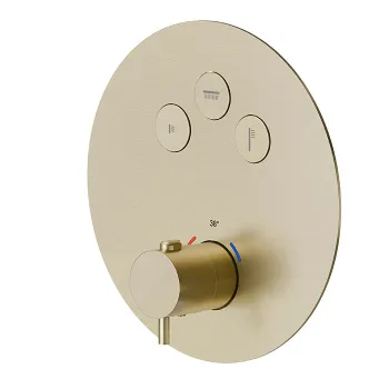 Смеситель для душа термостат Newform X-steel 316 на 3 источника, переключение - кнопки, для 27752, PVD Brushed pale gold 70427EX.59.098