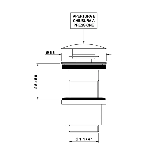 Донный клапан Nicolazzi  клик-клак 1/4 без перелива 5553CR