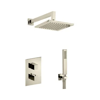 Комплект для душа Cisal Wave термостатический смеситель с переключ, верхн душ с настен держ, ручн душ с держ и подводом воды, Nichel Spazzolato WE0KT0102F