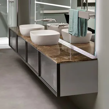 Комплект мебели Antonio Lupi Bespoke с 2 раковинами и зеркалами с подсветкой, подвесной, titanio А0002424319
