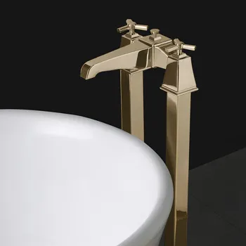 Смеситель для ванны с ножками лейкой и шлангом Devon&Devon Time светлое золото 2TIME235OT
