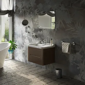 Тумба подвесная под раковину Kerasan Waldorf 80, с 2 ящиками, темный орех, noce 925646