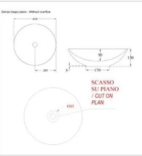 Накладная раковина Hidra Ceramica A42 410 410 H130