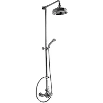 Душевой комплект Cisal Arcana America термостатический смеситель, стойка с верхним душем, лейка+шланг, хром AA00407021