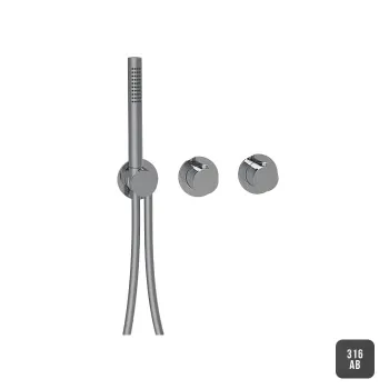 Внешняя часть термостатического смесителя с переключателем Almar на 2-3 положения, absolute black ab316 E180133.AB316