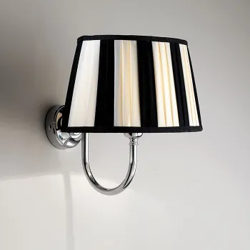 Светильник настенный Devon&Devon Decor 26х27хh33,2 с абажуром в полоску черного-светлого цвета IP20 фурнитура, хром DEDECORCR
