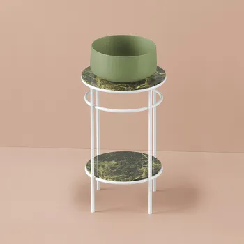Металлическая структура Artceram Vogue 44хh72,5, напольная, с раковиной, с мраморной столешницей и полочкой, белый матовый/Green Salvia TFA012 92