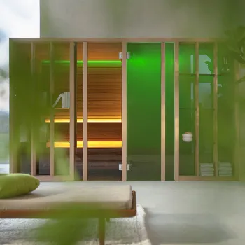 Сауна хаммам Effegibi Yoku Sh Shelf 342x170h214, пристенная, сауна чёрный орех/calacatta gold extra YO 10 31 0004