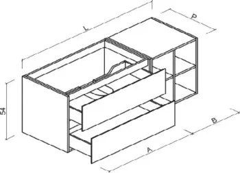 Тумба под раковину Brenta Fusion 90 см подвесной  2 ящика с полкой (FS220.90.60.49.W)