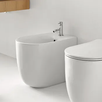 Биде напольное Kerasan Nolita с 1 отв под смеситель 55х35, с креплениями WB5N, белый матовый 532030*1