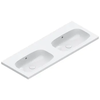 Раковина двойная Catalano Alvea 120х46, подвесная или на мебель, без отв, белый глянцевый 621220001