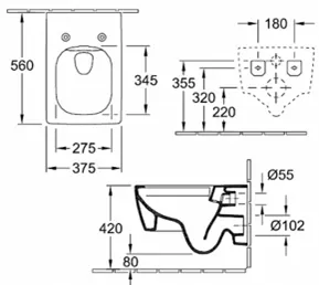 Унитаз подвесной Villeroy Boch Memento 2 0 560x375 Ceramicplus Graphite 4633r0i4 8m24s1i4