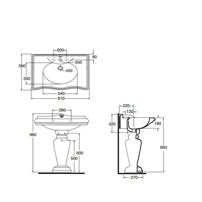 Колонна для раковин Azzurra Jubilaeum 60/70/90/110см, белый JUCLT0000000BI/(JUB300 bi)