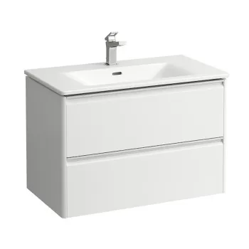 LAUFEN PALACE Комплект мебели 800х450х545 мм., с раковиной Slim, 2 ящика, органайзер для ящика, ручка анодированный алюминий, цвет белый глянцевый