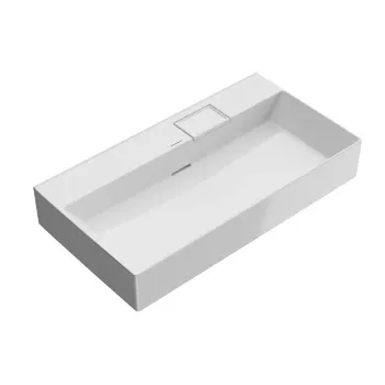 Раковина LOGICA подвесная Kerama Marazzi 90x48x14,5, без отв. под смеситель, с переливом, белая глянцевая LO.wb.90.0