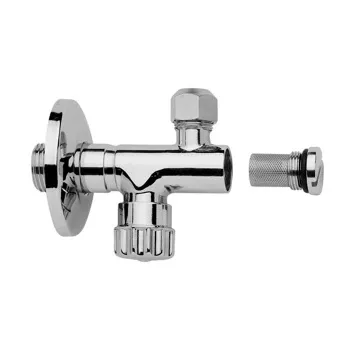 Угловой вентиль Fima Carlo Frattini Complementi Bagno с фильтром с регулировкой и выводом, 3/8, под слив диаметром 10, хром F190CR